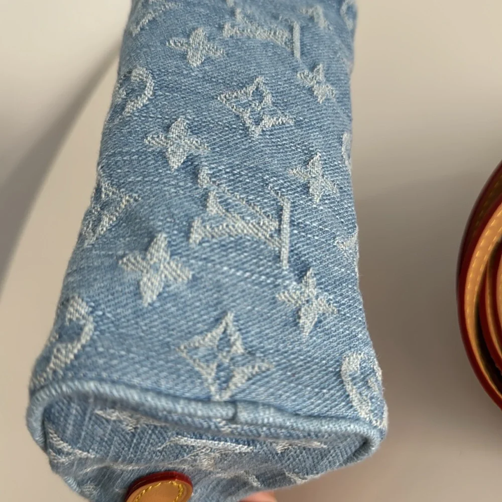 Louis Vuitton *Like NEW *Limited Edition* Nano Mini Denim Speedy Bag with Strap - Picture 9 of 17